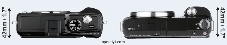 Compare E-PL2 versus NEX-F3 top