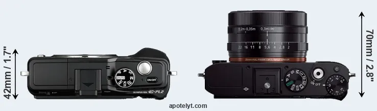 Compare E-PL2 versus RX1R top