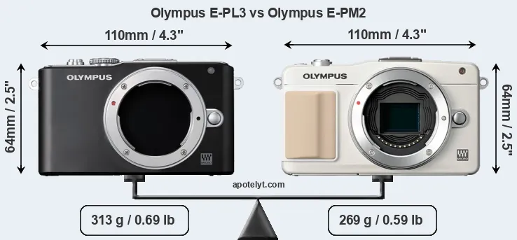 Size Olympus E-PL3 vs Olympus E-PM2