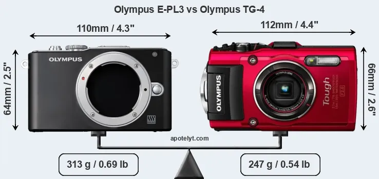 Size Olympus E-PL3 vs Olympus TG-4