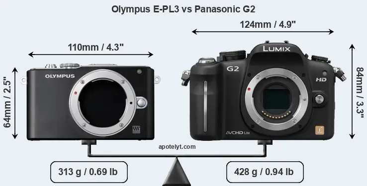 Size Olympus E-PL3 vs Panasonic G2