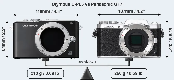 Size Olympus E-PL3 vs Panasonic GF7