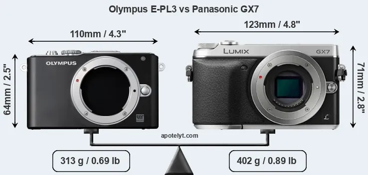 Size Olympus E-PL3 vs Panasonic GX7