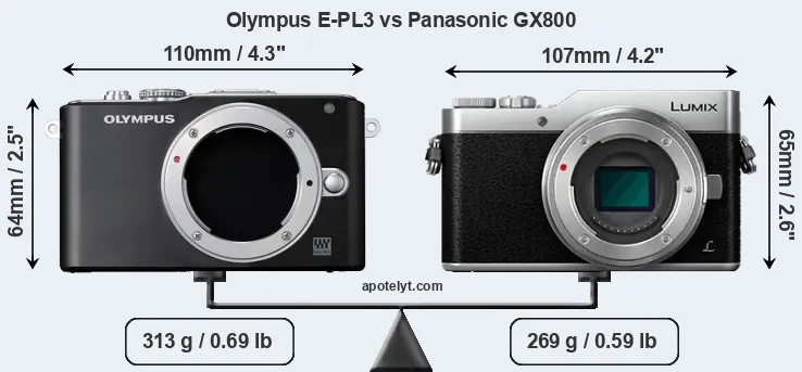 Size Olympus E-PL3 vs Panasonic GX800