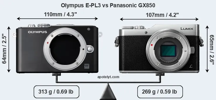 Size Olympus E-PL3 vs Panasonic GX850