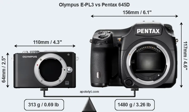 Size Olympus E-PL3 vs Pentax 645D