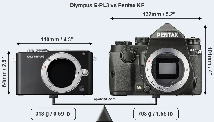 Size Olympus E-PL3 vs Pentax KP