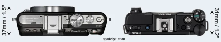 Compare E-PL3 versus Pentax Q top