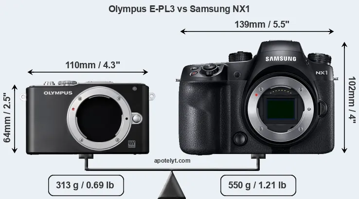 Size Olympus E-PL3 vs Samsung NX1