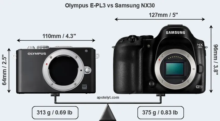 Size Olympus E-PL3 vs Samsung NX30