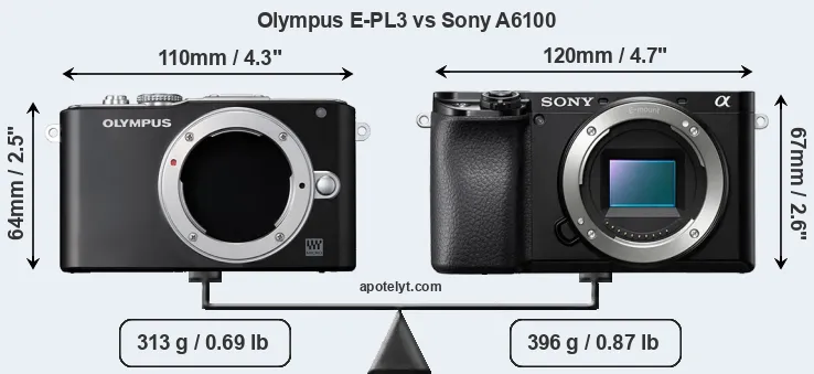 Size Olympus E-PL3 vs Sony A6100