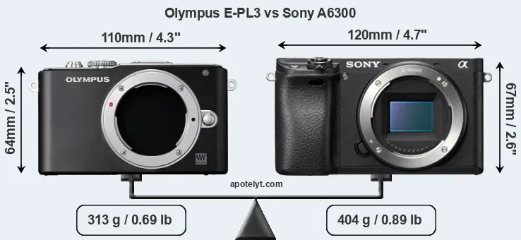 Size Olympus E-PL3 vs Sony A6300