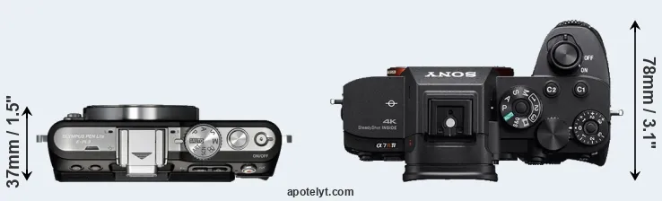 Compare E-PL3 versus A7R IV top