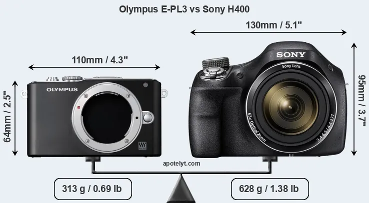 Size Olympus E-PL3 vs Sony H400