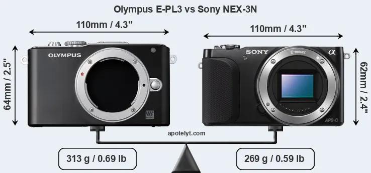 Size Olympus E-PL3 vs Sony NEX-3N