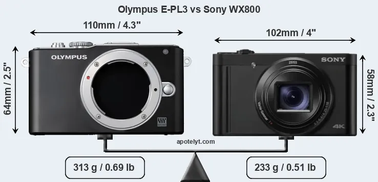 Size Olympus E-PL3 vs Sony WX800