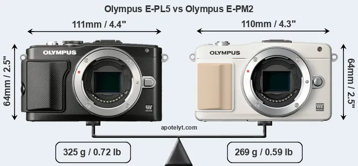 Size Olympus E-PL5 vs Olympus E-PM2