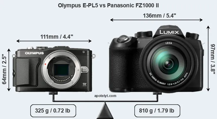Size Olympus E-PL5 vs Panasonic FZ1000 II