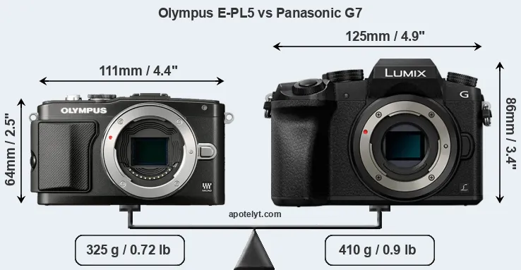 Size Olympus E-PL5 vs Panasonic G7