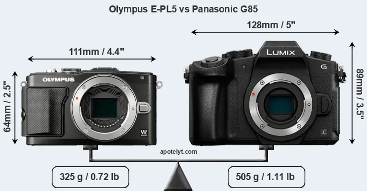 Size Olympus E-PL5 vs Panasonic G85
