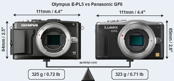 Size Olympus E-PL5 vs Panasonic GF6