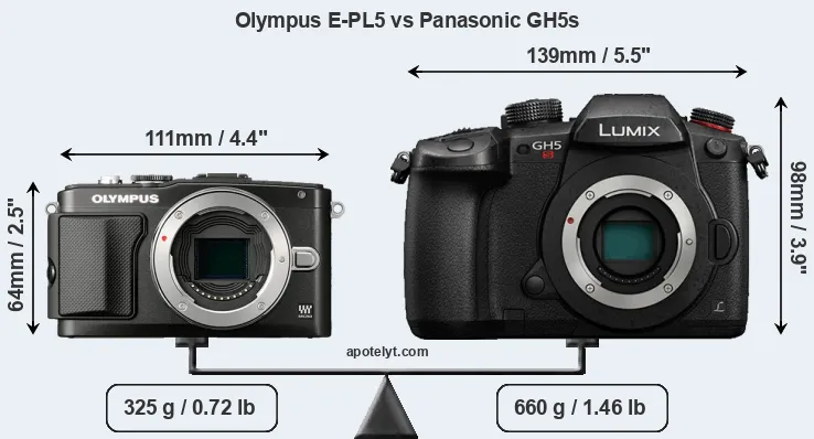 Size Olympus E-PL5 vs Panasonic GH5s