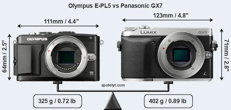 Size Olympus E-PL5 vs Panasonic GX7