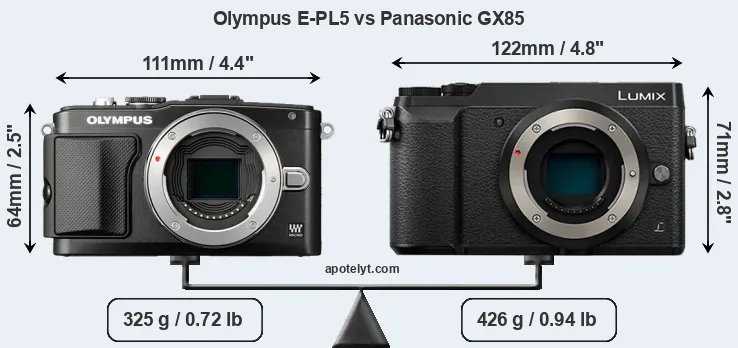 Size Olympus E-PL5 vs Panasonic GX85