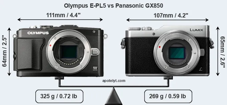 Size Olympus E-PL5 vs Panasonic GX850