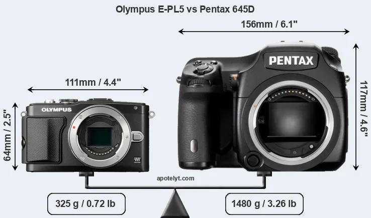 Size Olympus E-PL5 vs Pentax 645D