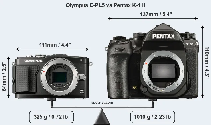 Size Olympus E-PL5 vs Pentax K-1 II