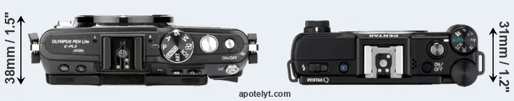 Compare E-PL5 versus Pentax Q top