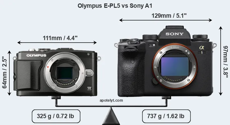 Size Olympus E-PL5 vs Sony A1