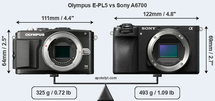 Size Olympus E-PL5 vs Sony A6700