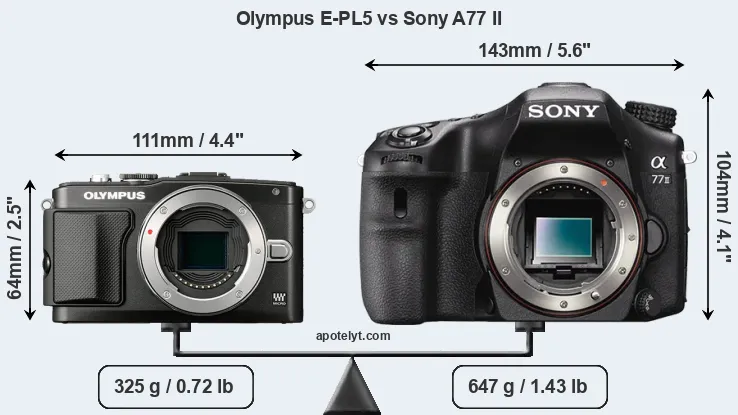 Size Olympus E-PL5 vs Sony A77 II
