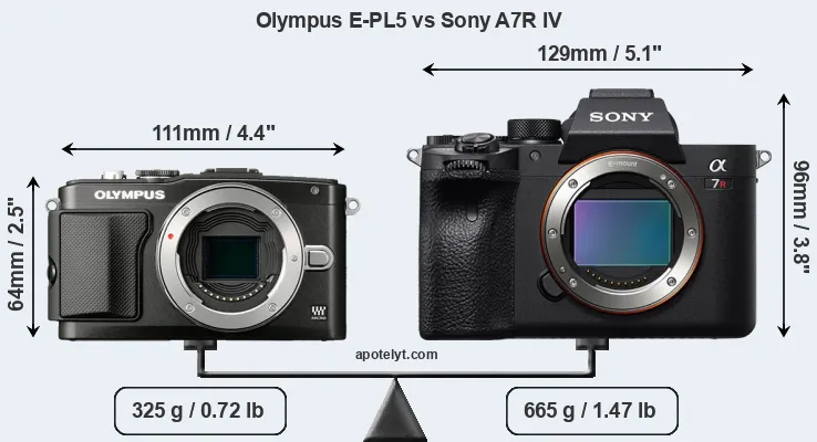 Size Olympus E-PL5 vs Sony A7R IV