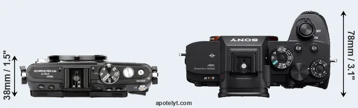 Compare E-PL5 versus A7R IV top