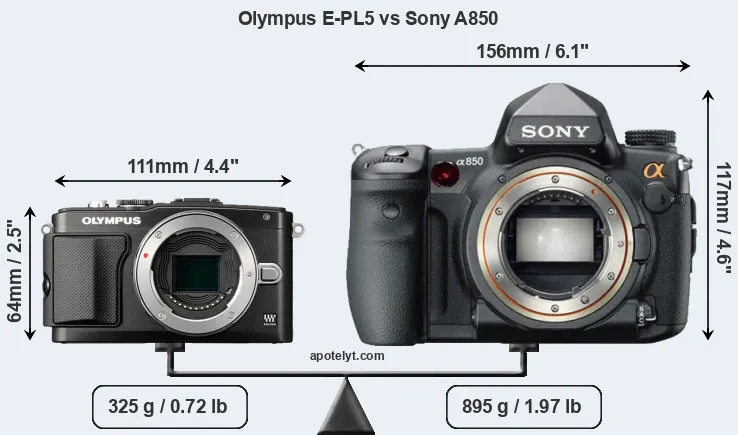 Size Olympus E-PL5 vs Sony A850