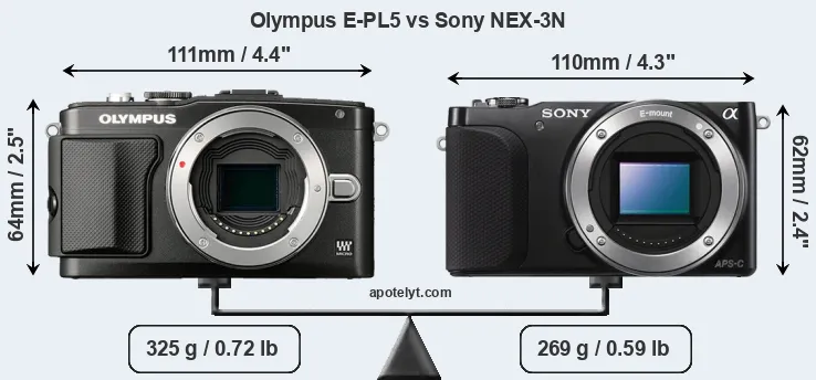 Size Olympus E-PL5 vs Sony NEX-3N