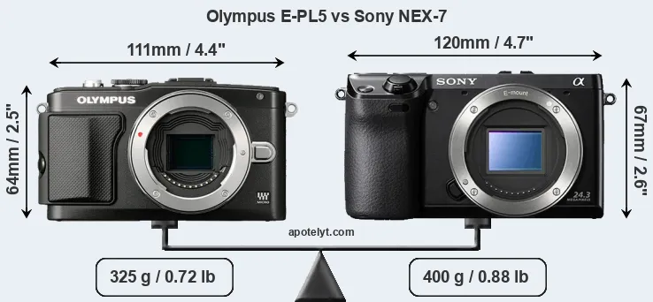 Size Olympus E-PL5 vs Sony NEX-7