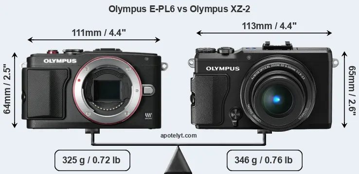 Size Olympus E-PL6 vs Olympus XZ-2