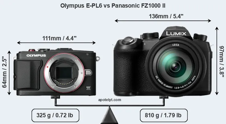 Size Olympus E-PL6 vs Panasonic FZ1000 II