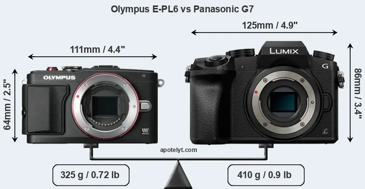 Size Olympus E-PL6 vs Panasonic G7