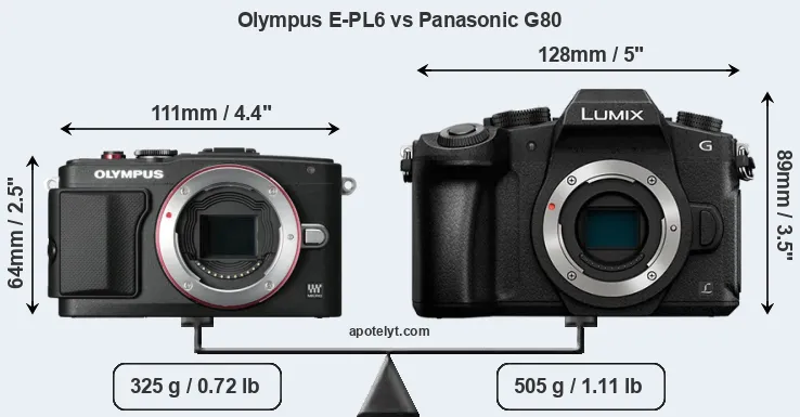 Size Olympus E-PL6 vs Panasonic G80