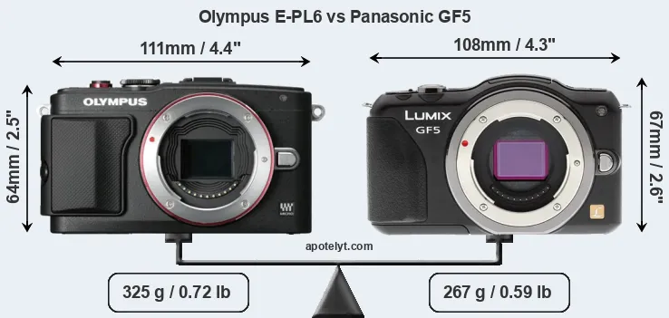 Size Olympus E-PL6 vs Panasonic GF5