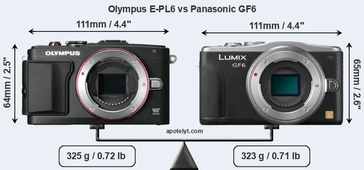 Size Olympus E-PL6 vs Panasonic GF6