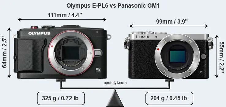 Size Olympus E-PL6 vs Panasonic GM1