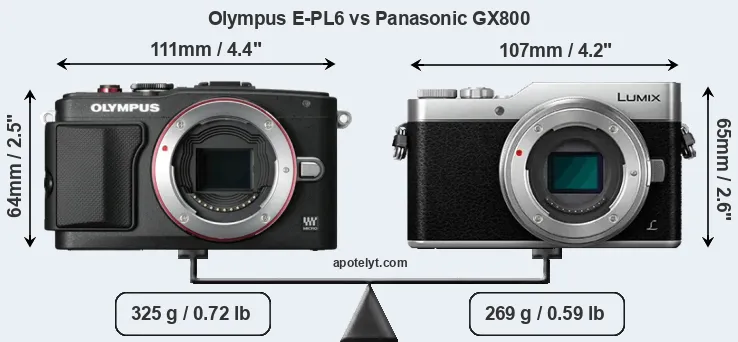 Size Olympus E-PL6 vs Panasonic GX800
