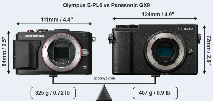 Size Olympus E-PL6 vs Panasonic GX9