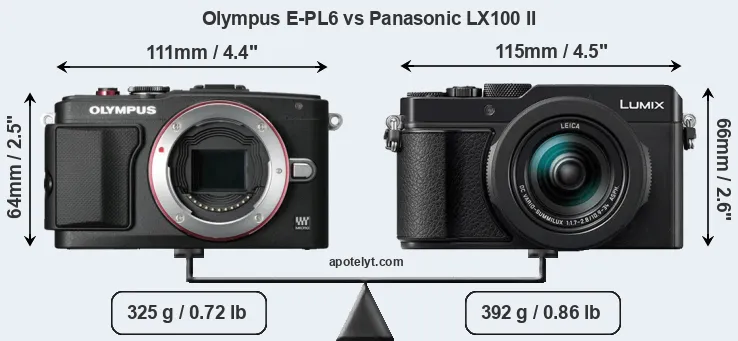 Size Olympus E-PL6 vs Panasonic LX100 II